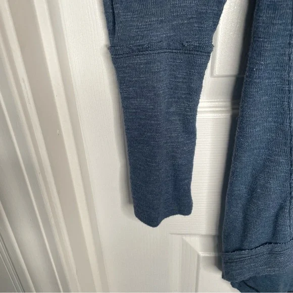 Free People We the Free Turtleneck Top Split Back in Blue Oversized S - Picture 9 of 12